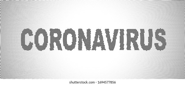 Coronavirus halftone vector illustration with circular pattern, gradient from white to grey as background