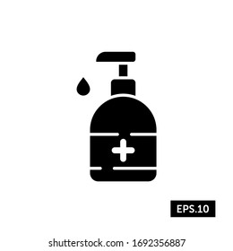 Coronavirus Hand Sanitizer Icon, Hand Sanitizer Sign/Symbol Silhouette Vector