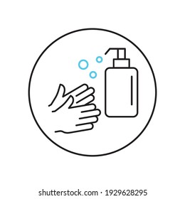 Coronavirus hand sanitizer vector icon flat design. 2019-nCoV black on white background isolated. COVID-19 editable vector icon design. Pandemic Influenza global outbreak. Virus infection free logo.