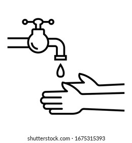 coronavirus Hand-washing concept, Personal hygiene on white background,  Prevention of Coronavirus Disease 2019 (COVID-19) vector icon, handwashing faucet design
