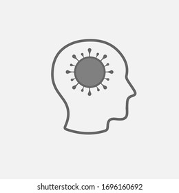 Coronavirus in head vector icon. Covid 19 pandemic symbol illustration. Simple isolated pictogram