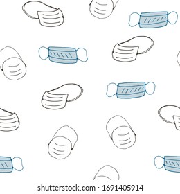 Coronavirus healthcare vector seamless hand drawn medical mask pattern