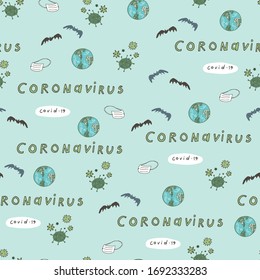 Coronavirus healthcare vector seamless hand drawn pattern
