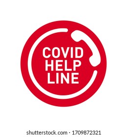 Coronavirus helpline icon. Covid-19 prevention. Symbol for Covid information and assistance telephone number.