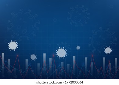 Coronavirus hits the market. Economy fallout. Covid-19 crisis or Coronavirus impact on the economy. Space for text. Vector background Coronavirus and market.