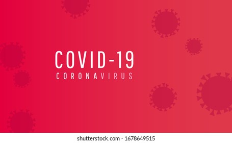 Coronavirus horizontal background with text. COVID-19 icon. Vector illustration on red background.