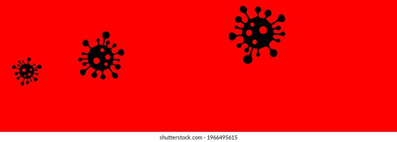 Coronavirus Horizontal Vivid Healthcare Test Backdrop. Quarantine Bright Pandemic Vibrant Danger Sign Sick Red Virus Wallpaper. Covid-19 Creepy Science Neon Epidemic Black Medicine Illustration.