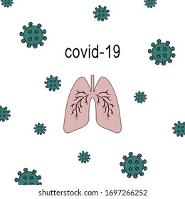 Coronavirus. Pulmones humanos. Covid-19. Ilustración vectorial.