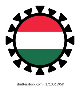 Coronavirus Hungary flag on white background. Covid-19 medical infection icon. 2019-ncov virus epidemic concept illustration. 