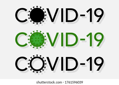 Coronavirus icon banner. Coronavirus bacteria cell lettering concept. Editable illustration on white background