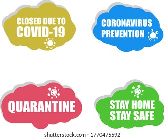 Coronavirus icon. COVID-19 icon. Coronavirus prevention. Covid 19 quarantine. Closed due to COVID 19. Vector illustration