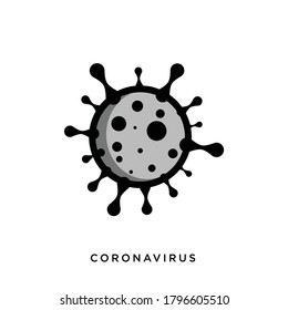 Icono del coronavirus covid-19 escala de grises vectorial