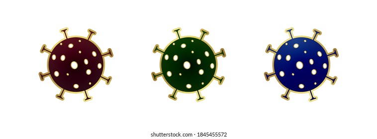 Icono de Coronavirus en diferentes colores. Virus covid-19