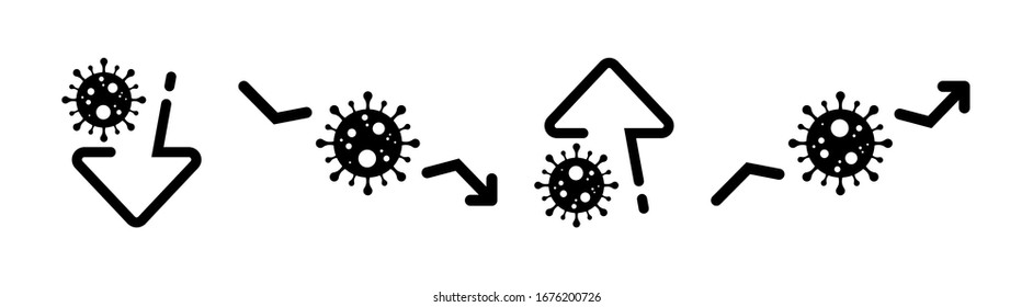 Coronavirus icon graph down economic impact , 2019-nCoV. Dangerous Coronavirus Cell in China. Vector. Coronavirus symbol