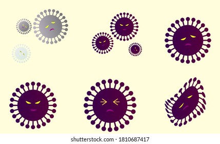 Coronavirus icon illustration set with expression