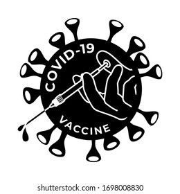 Coronavirus icon for infographic or website. Novel Coronavirus 2019-nCoV. 2019 and 2020 pandemic. With vaccine syringe symbol illustration
