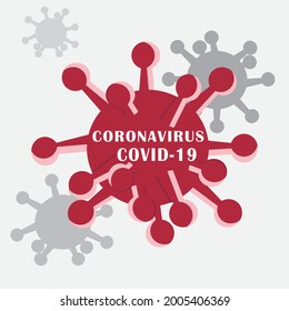 Coronavirus icon, Inscription COVID-19 on white background vector flat design.
