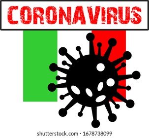 Coronavirus icon and inscription with italian flag, coronavirus in Italy