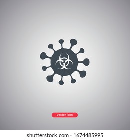 Coronavirus icon isolated on a gray background. Virus icon in a flat style. Vector illustration.