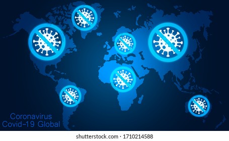 Coronavirus icon, No coronavirus, Stop the spread of novel virus, Covid-19, No Infection, Dangerous virus, 