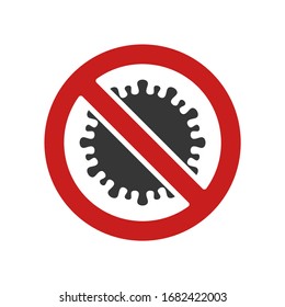 Coronavirus Icon with Prohibit Sign on White Background. Vector