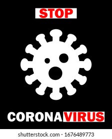 Coronavirus Icon with Red Prohibit Sign, 2019-nCoV Novel Coronavirus Bacteria. No Infection and Stop Coronavirus Concepts. Dangerous Coronavirus Cell in China, Wuhan. Isolated Vector Icon