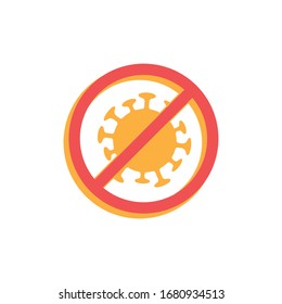 Coronavirus Icon with Red Prohibit Sign. Stop pandemic virus.