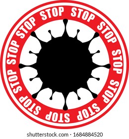 Coronavirus Icon with Red Prohibit Sign, 2019-nCoV Novel Coronavirus Bacteria. No Infection and Stop Coronavirus Concepts. Isolated Vector Icon