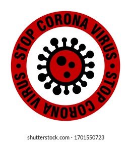 Coronavirus Icon with Red Prohibit Sign, 2019-nCoV Novel Coronavirus Bacteria. No Infection and Stop Coronavirus Concepts. Dangerous Coronavirus. Isolated Vector Icon