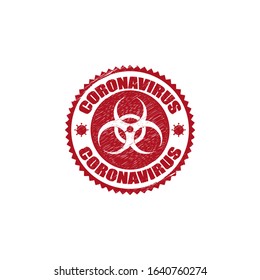 coronavirus icon and round distressed stamp seal with Coronavirus text. Coronavirus icon, 2019-nCov novel coronavirus concept resposible for asian flu outbreak and coronaviruses influenza as dangerous