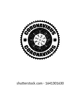 coronavirus icon and round distressed stamp seal with Coronavirus text. Coronavirus icon, 2019-nCov novel coronavirus concept resposible for asian flu outbreak and coronaviruses influenza as dangerous