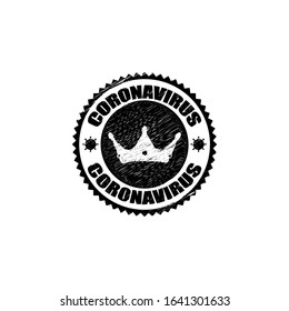 coronavirus icon and round distressed stamp seal with Coronavirus text. Coronavirus icon, 2019-nCov novel coronavirus concept resposible for asian flu outbreak and coronaviruses influenza as dangerous