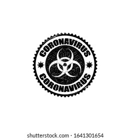 coronavirus icon and round distressed stamp seal with Coronavirus text. Coronavirus icon, 2019-nCov novel coronavirus concept resposible for asian flu outbreak and coronaviruses influenza as dangerous