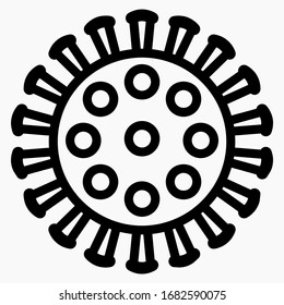 Coronavirus icon. SARS-CoV-2 infection. Pandemic COVID-19. Illustration of bacteria. Figure of the causative agent of the flu. Vector icon
