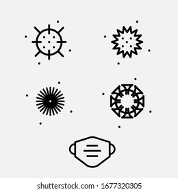 Coronavirus icon set and covid19 icons, Medical mask vector, Virus