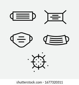 Coronavirus icon set and covid19 icons, Medical mask vector, Virus