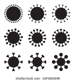 Coronavirus icon set. COVID-19 vector symbol. Dangerous 2019-nCoV cell 