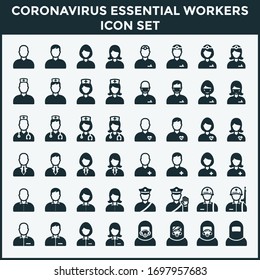 Coronavirus Icon Set Essential Workers Covid-19