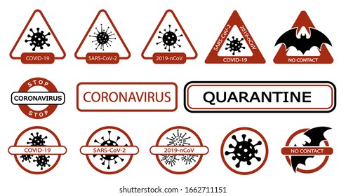 Coronavirus icon set for infographic or website. New epidemic (2019-nCoV). Viral danger and warning signs of epidemic and quarantine. Isolation. Vector illustration