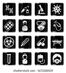 Coronavirus Icon Set für Infografik oder Website. Novel Coronavirus 2019-nCoV. Epidemie 2019 und 2020 COVID-19