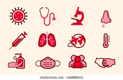 Coronavirus icon set and prevent outbreaks.