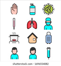 Icono de Coronavirus conjunto simple infografía o sitio web