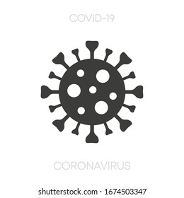 Icono del Coronavirus. Icono de virus simple, plano y negro. Ilustración vectorial.
