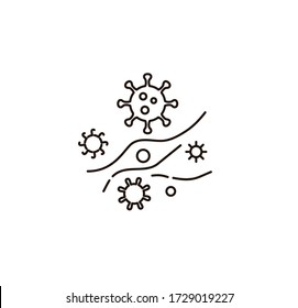 Coronavirus icon and symbol. Pandemic 2019-nCoV icon set for infographic or website. Spread and growth of diseased, infographics. Vector line illustration