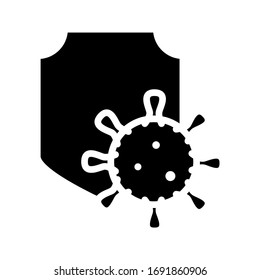coronavirus icon symbol with shield guard vector illustration