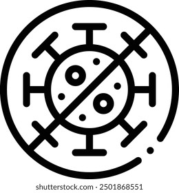 Icono del coronavirus. Diseño De Estilo Lineal Delgado Aislado Sobre Fondo Blanco