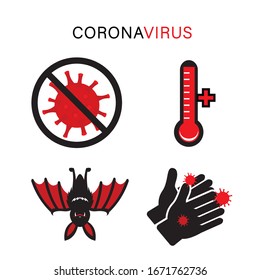 Vector de iconos de coronavirus para infografía. Prevención de CoV-2019, síntomas del coronavirus.