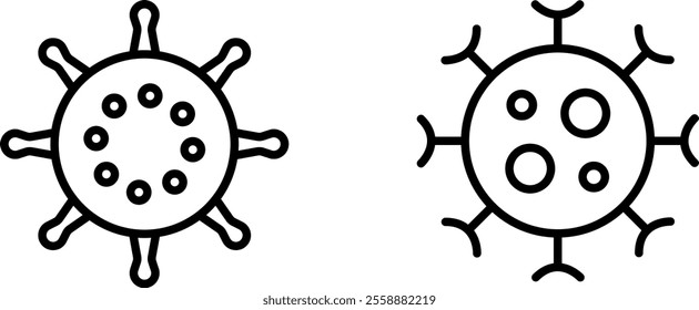 "Coronavirus Icon with Viral Structure and Spikes Design"