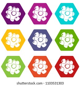 Coronavirus icons 9 set coloful isolated on white for web