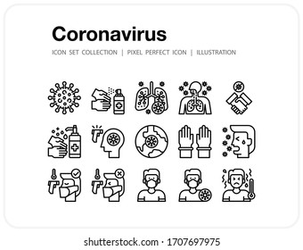 Coronavirus icons set, Pixel perfect icon, Set of icons for web and mobile